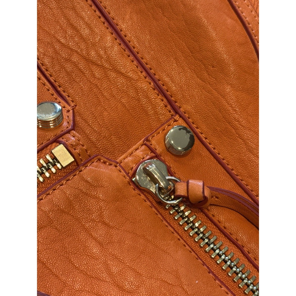 Botkier Leather Crescent Hobo Crossbody‎ Bag Orange Zip Pockets - Picture 8 of 9